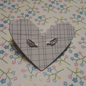 Silver Leaf Stud Earrings